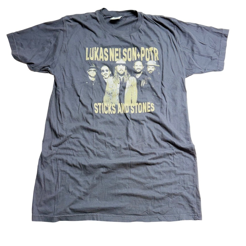 Lukas Nelson POTR Sticks and Stones Band T-Shirt Black Large Comfort Colors